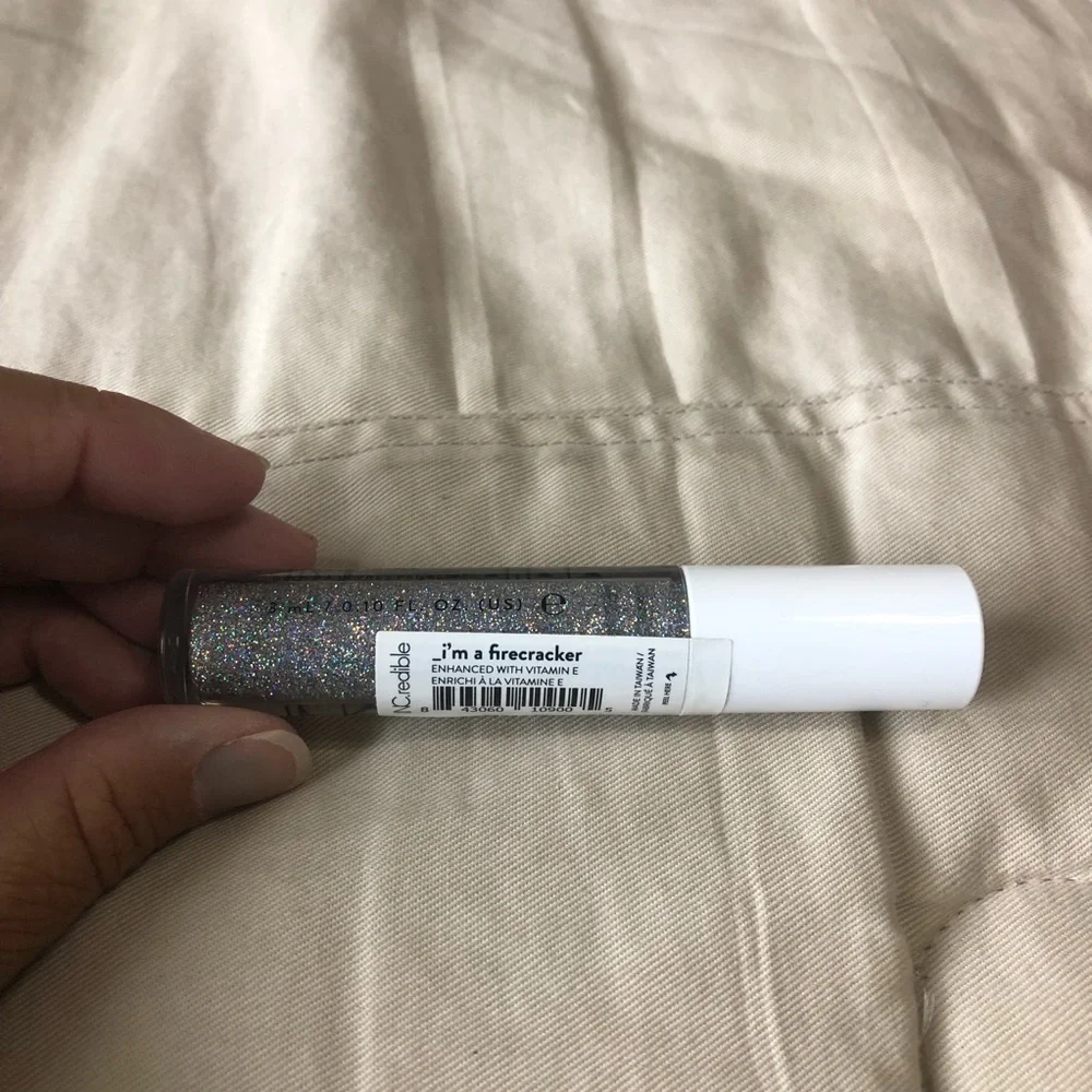 INCredible GLITTERGASM Glitter Lip Topper, I'm a Firecracker silver